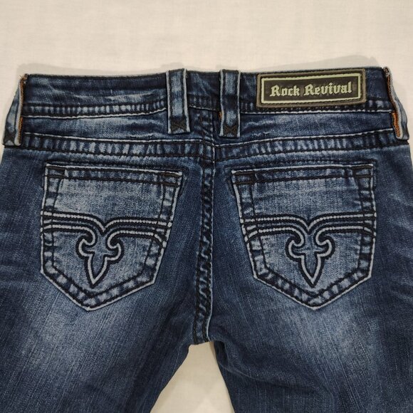 Rock Revival Anabela Skinny Jeans Womens Size 26 Low Rise Stretch Blue Denim - Picture 4 of 16